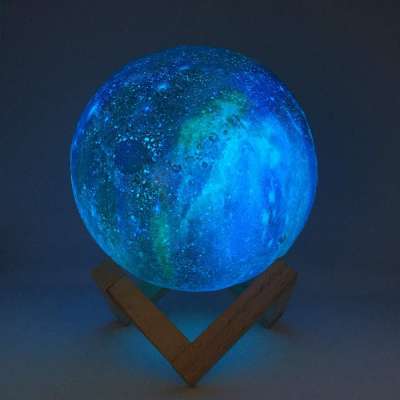 decorate Gift 3D Printing 16 Color Change Touch and Remote Control Galaxy Moon Lamp Night Light for Boys or Girls